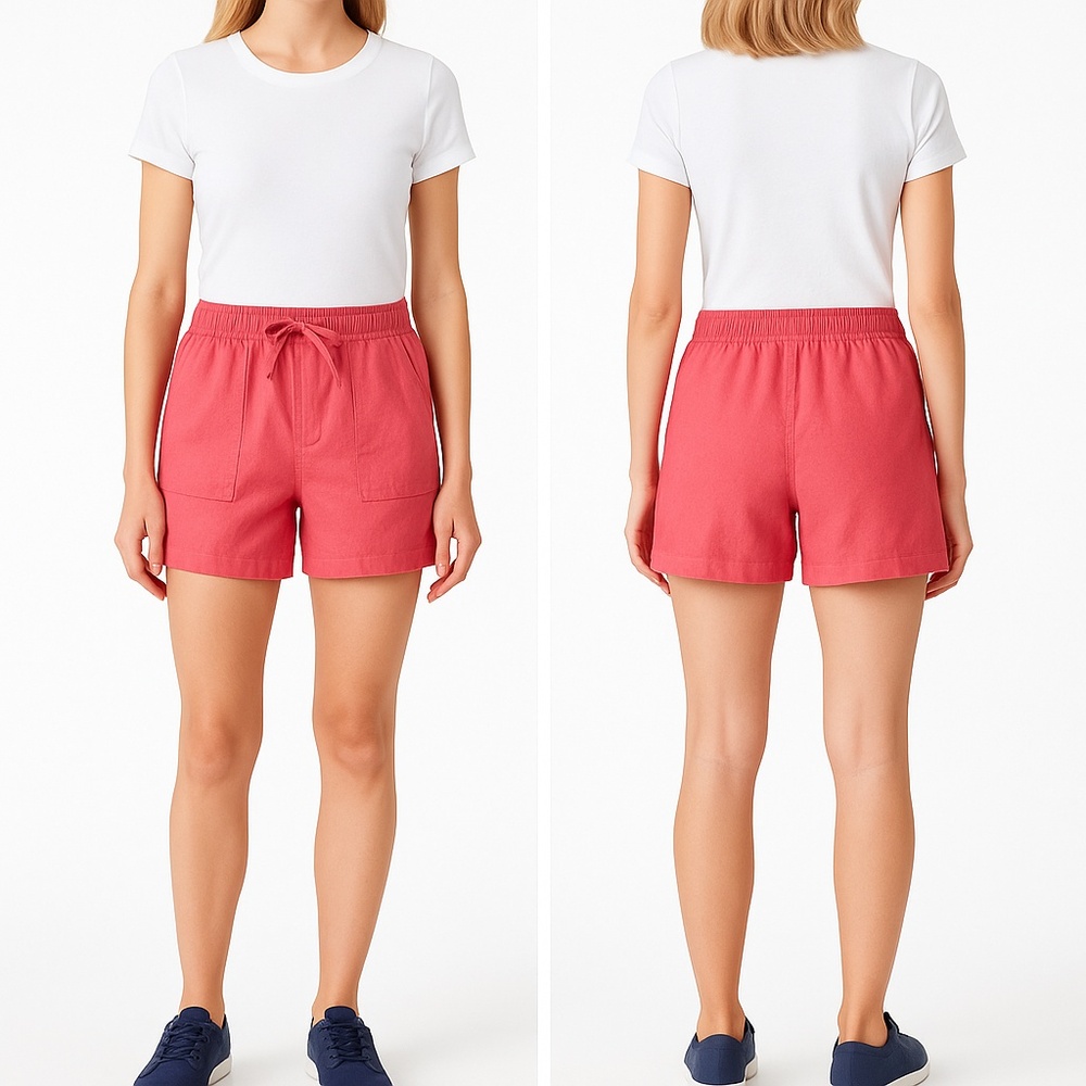 NWT Nautica Women’s Pull-On Linen Blend Shorts Pink XL